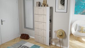 Тумба для обуви «Эрика» Тип 2 (Дуб Сонома/Белый ясень)